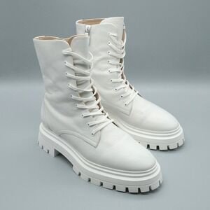 Stuart Weitzman Bedford Sleek Women's Size‎ 10 Boots Leather White